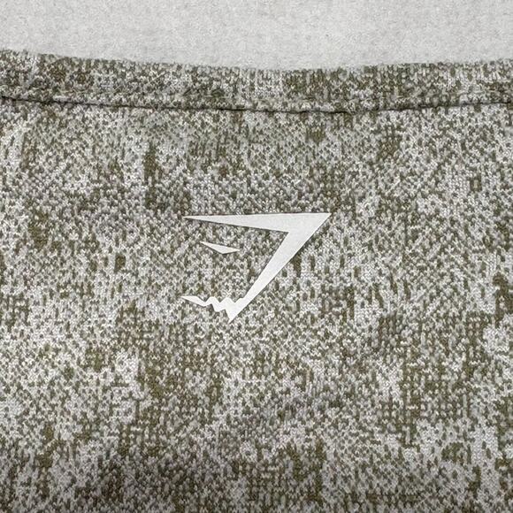 Gymshark Fleur Texture Long Sleeve Crop Keyhole Top XS Khaki Marl Thumbholes - Picture 5 of 9